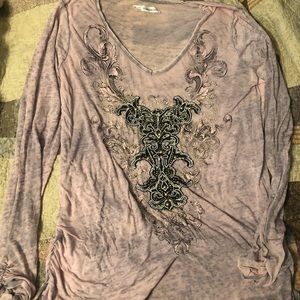 Distressed long sleeve shirt